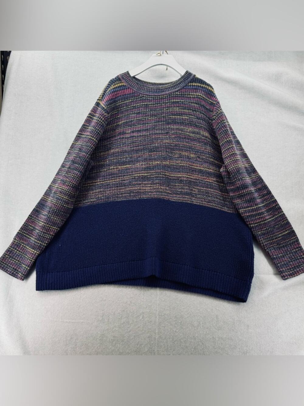 EUC LOGO Lori Goldstein Striped Sweater size 2X Purple